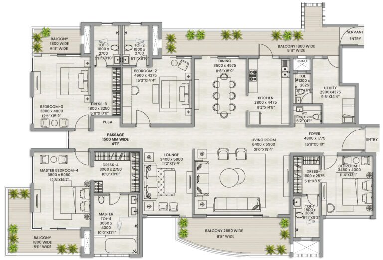 4 BHK plan